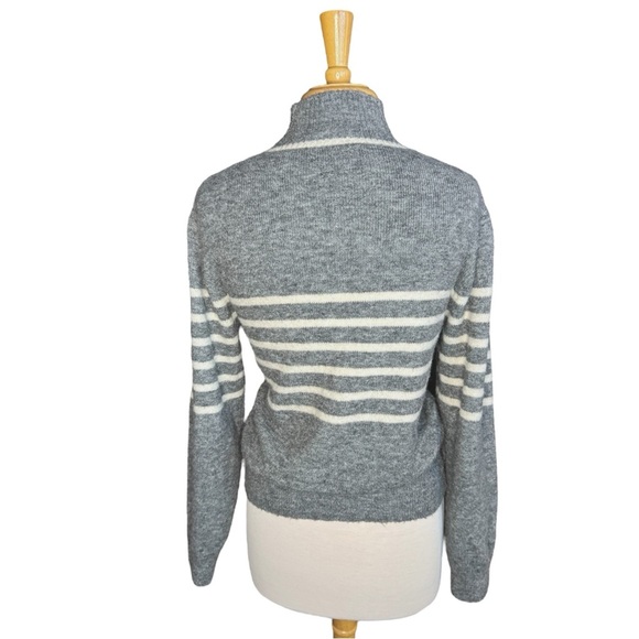 Mango Gray and Cream Striped Turtleneck Sweater - Picture 3 of 4